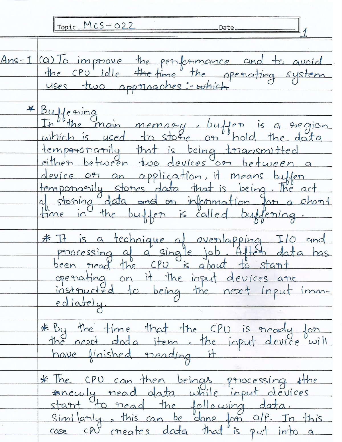 MCS-022 - This Is The Hand Written Assignment Of MCS-022 - Operating ...