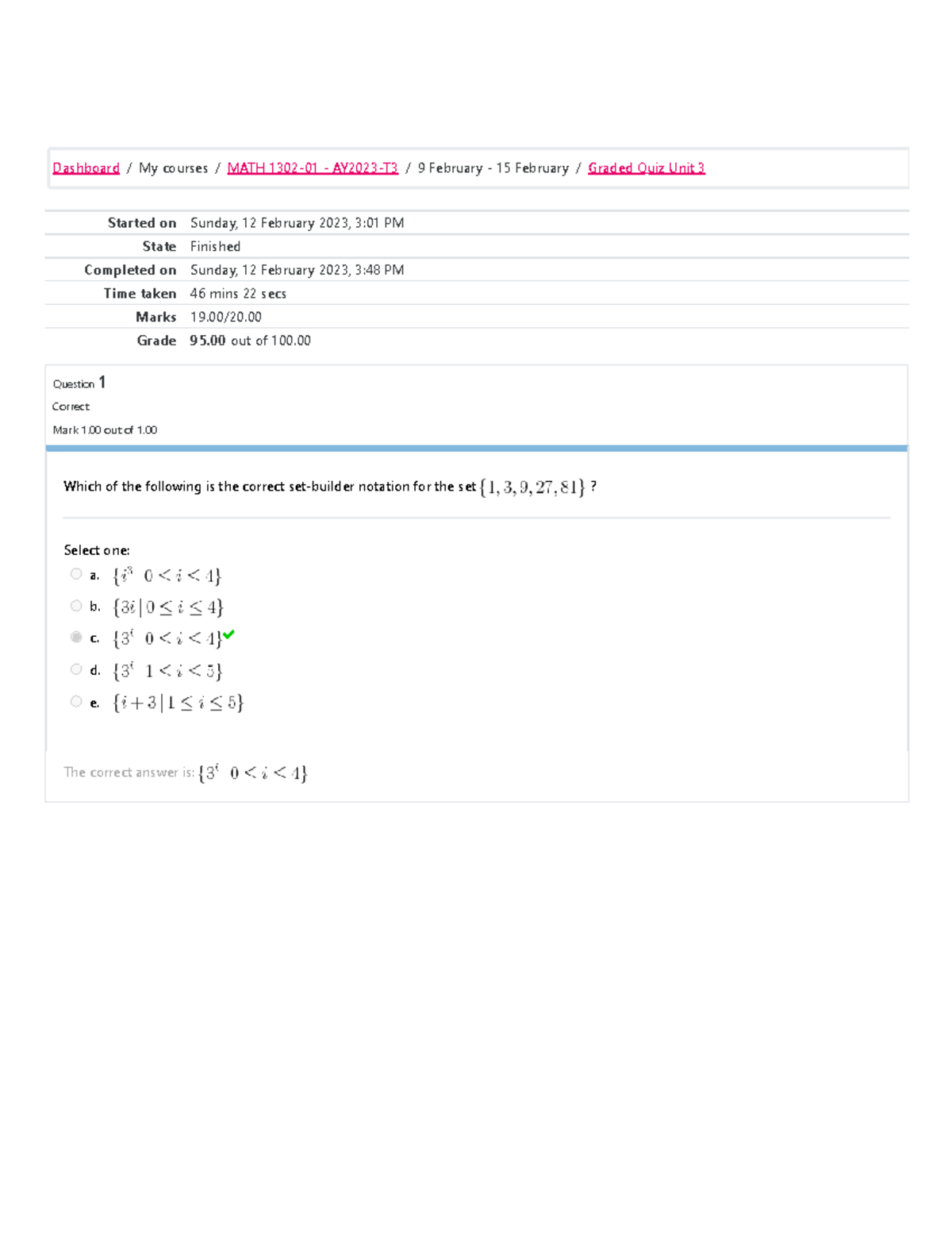 Graded Quiz Unit 3 Attempt review - Started on Sunday, 12 February 2023 ...