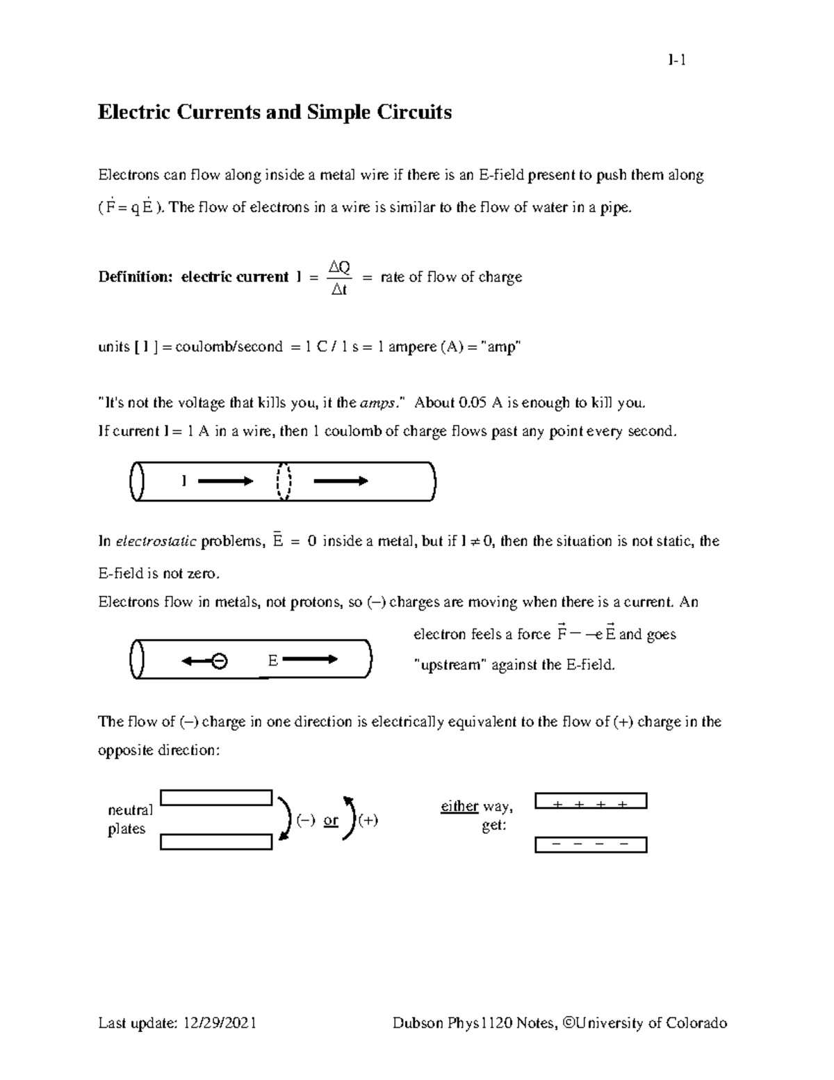 06Electric Current - phsyics - Electric Currents and Simple Circuits ...