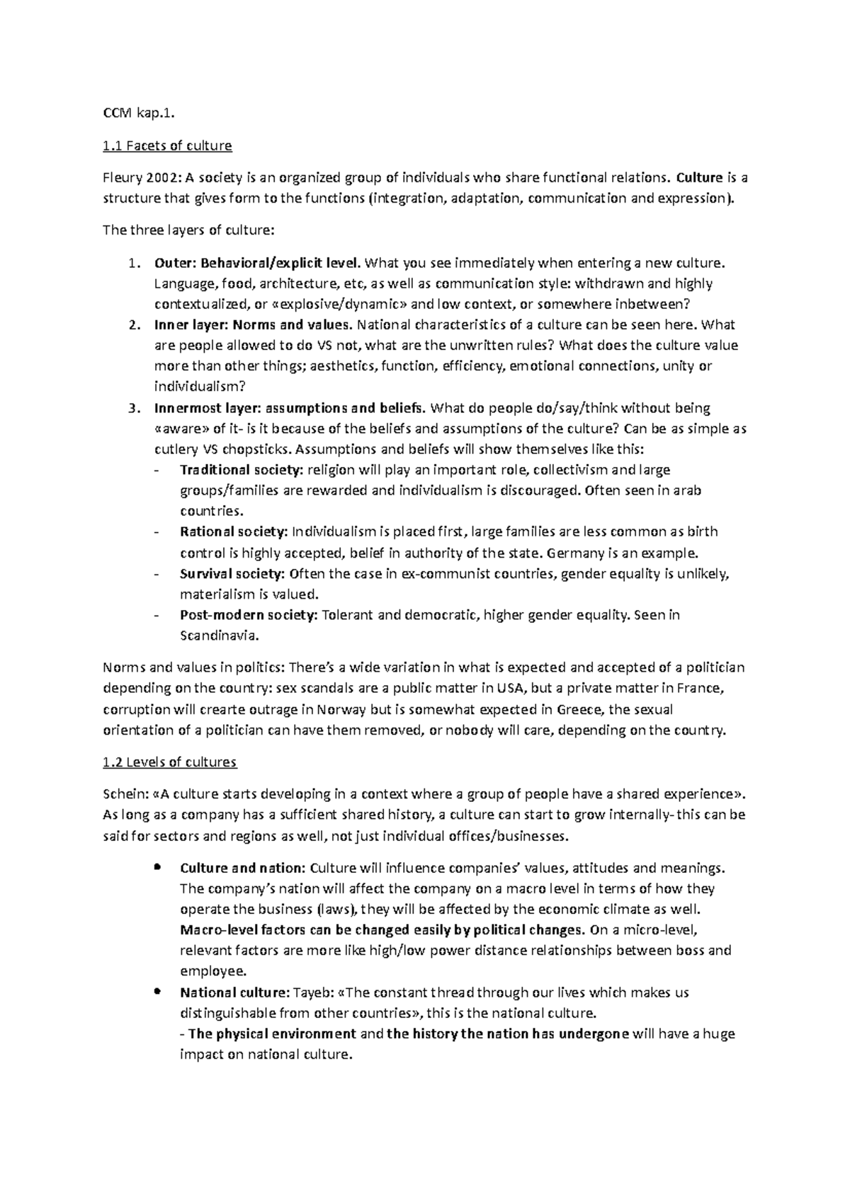 Chapter 1 notes - Sammendrag av kapittel - Understanding Cross-cultural ...