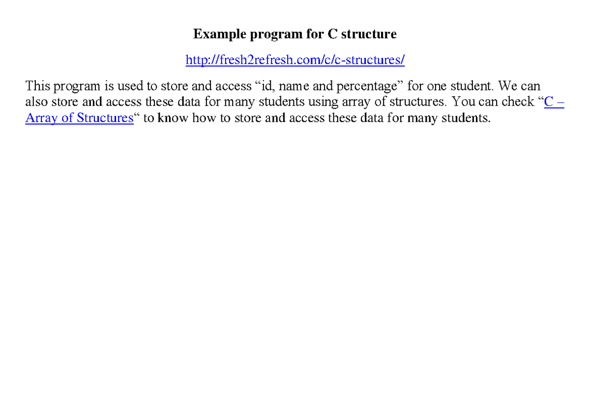 Structures examples 2 - Questions and answers - Example program for C ...