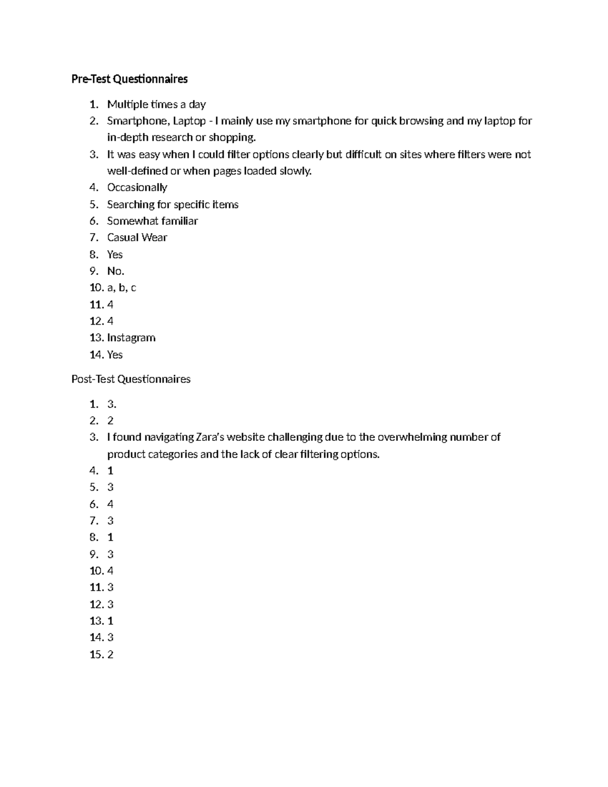 Responses - fdggggggggggggggg - Pre-Test Questionnaires 1. Multiple ...