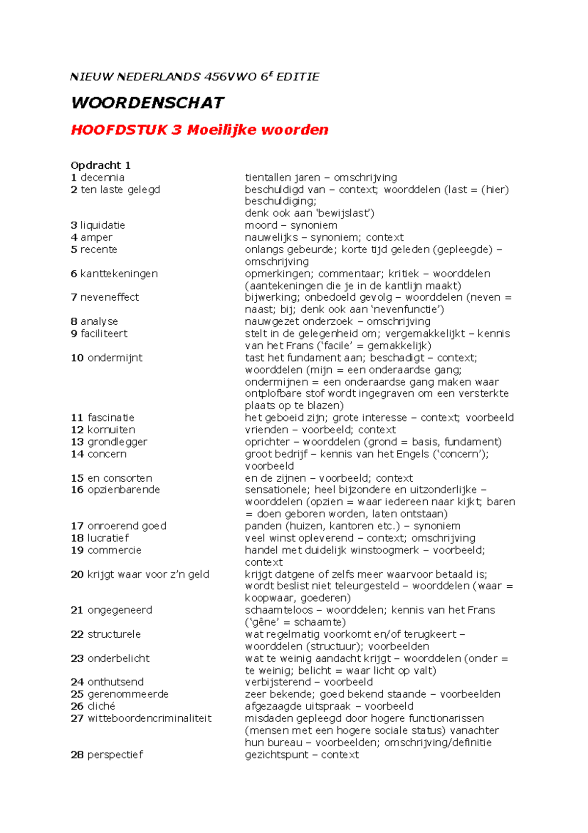 NN6 456vwo Woordenschat Hfst 3 Moeilijke Woorden - NIEUW NEDERLANDS ...