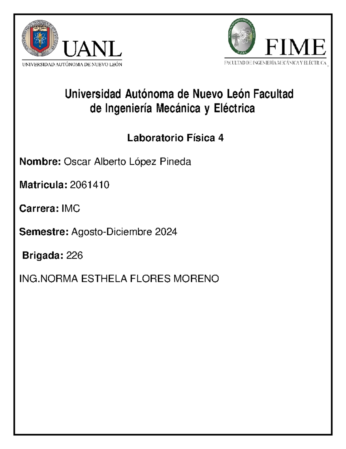 Practica 1 Fisica 4 - Universidad Autónoma de Nuevo León Facultad de ...