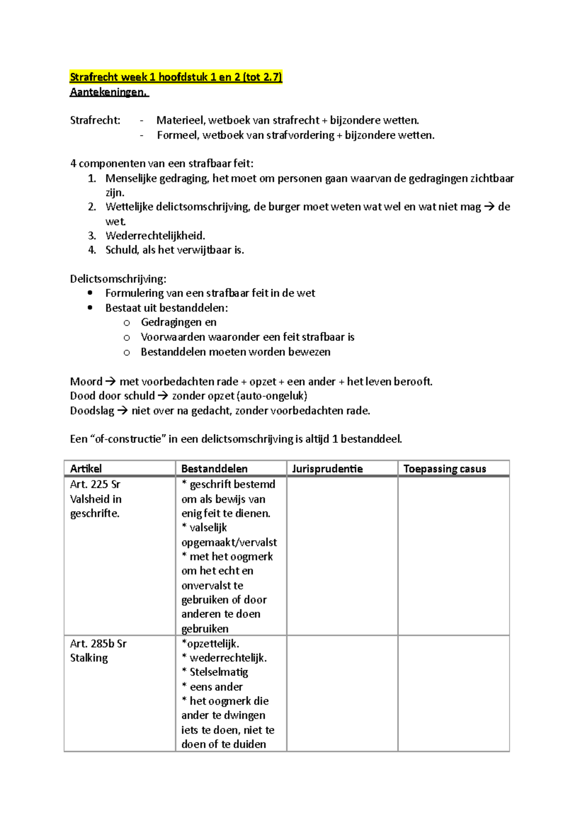 Strafrecht Aantekeningen - Strafrecht Week 1 Hoofdstuk 1 En 2 (tot 2) Aantekeningen. Strafrecht ...