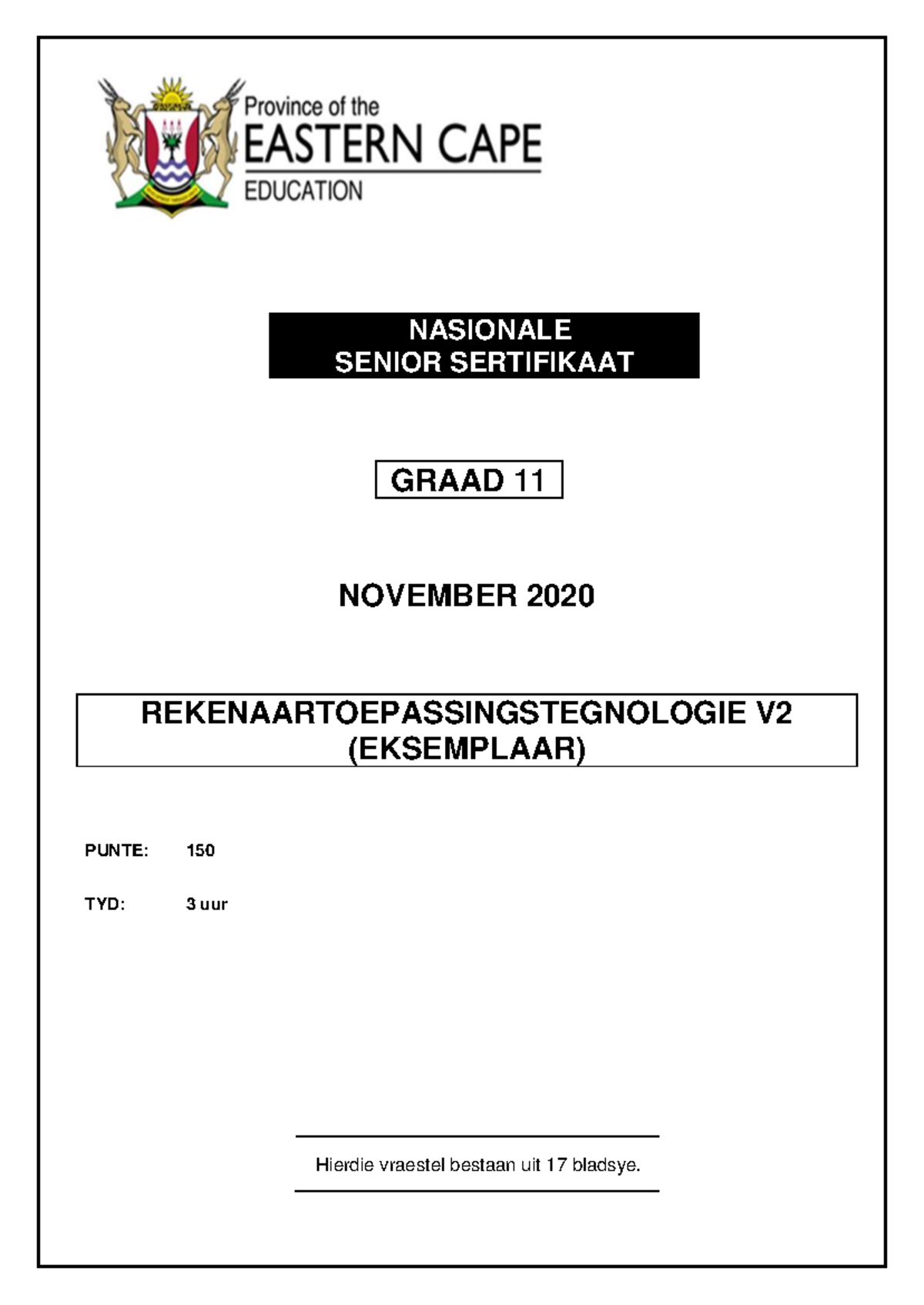 CAT P2 GR11 QP November 2020 Afrikaans - NASIONALE SENIOR SERTIFIKAAT ...