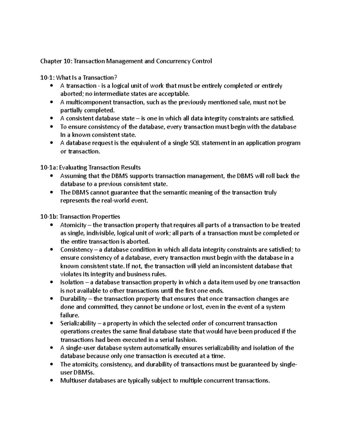 Chapter 10 - Transaction Management and Concurrency Control - A ...