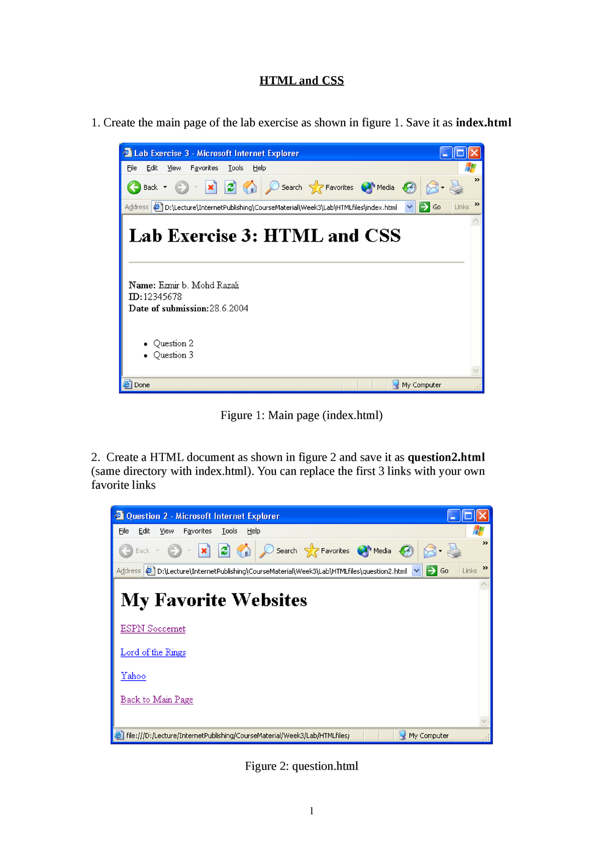 Ex1b HTML CSS Exe - HTML AND CSS EXERCISES - HTML And CSS Create The ...