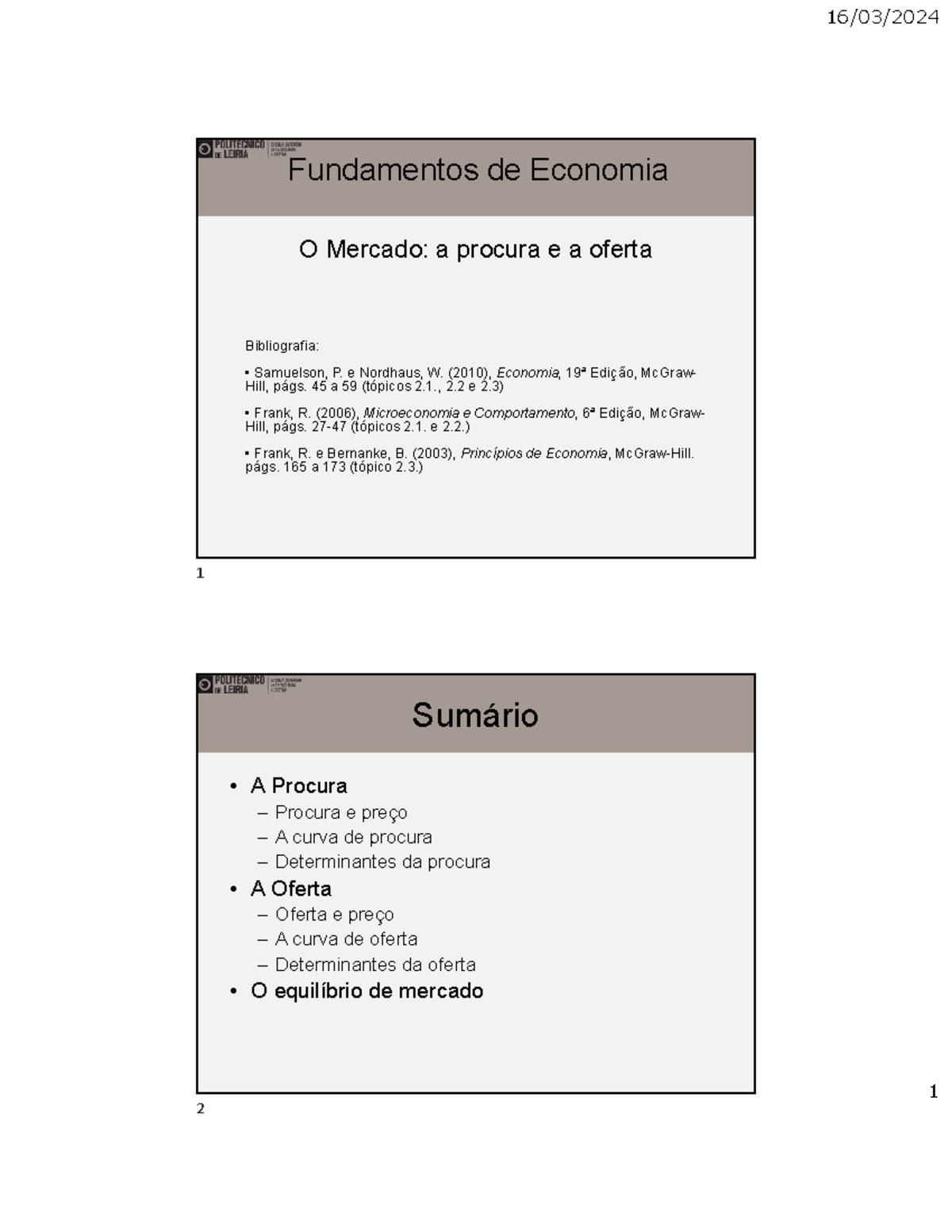 Aula sobre lei da oferta e da procura - 1 Fundamentos de Economia O ...