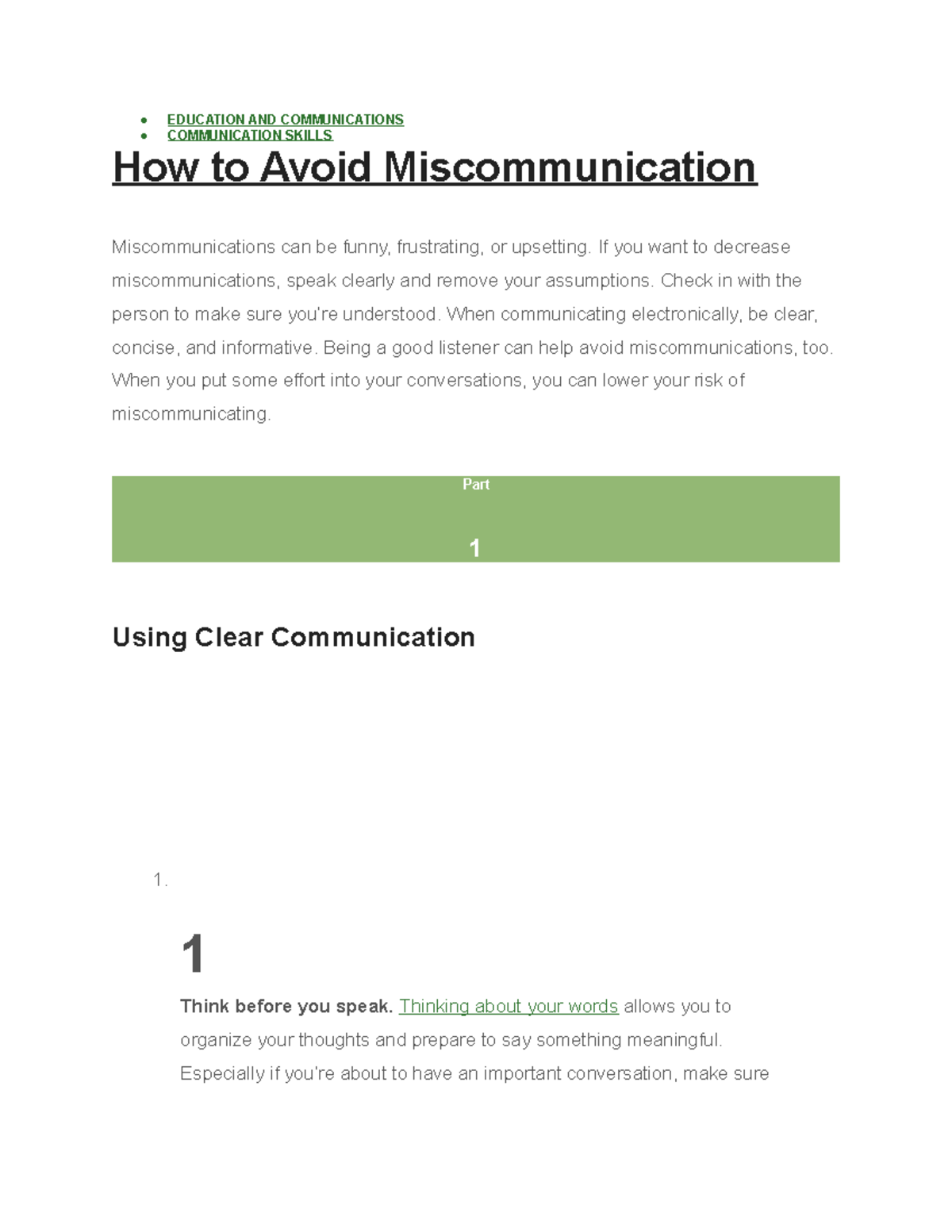 How To Avoid Miscommunication - EDUCATION AND ...