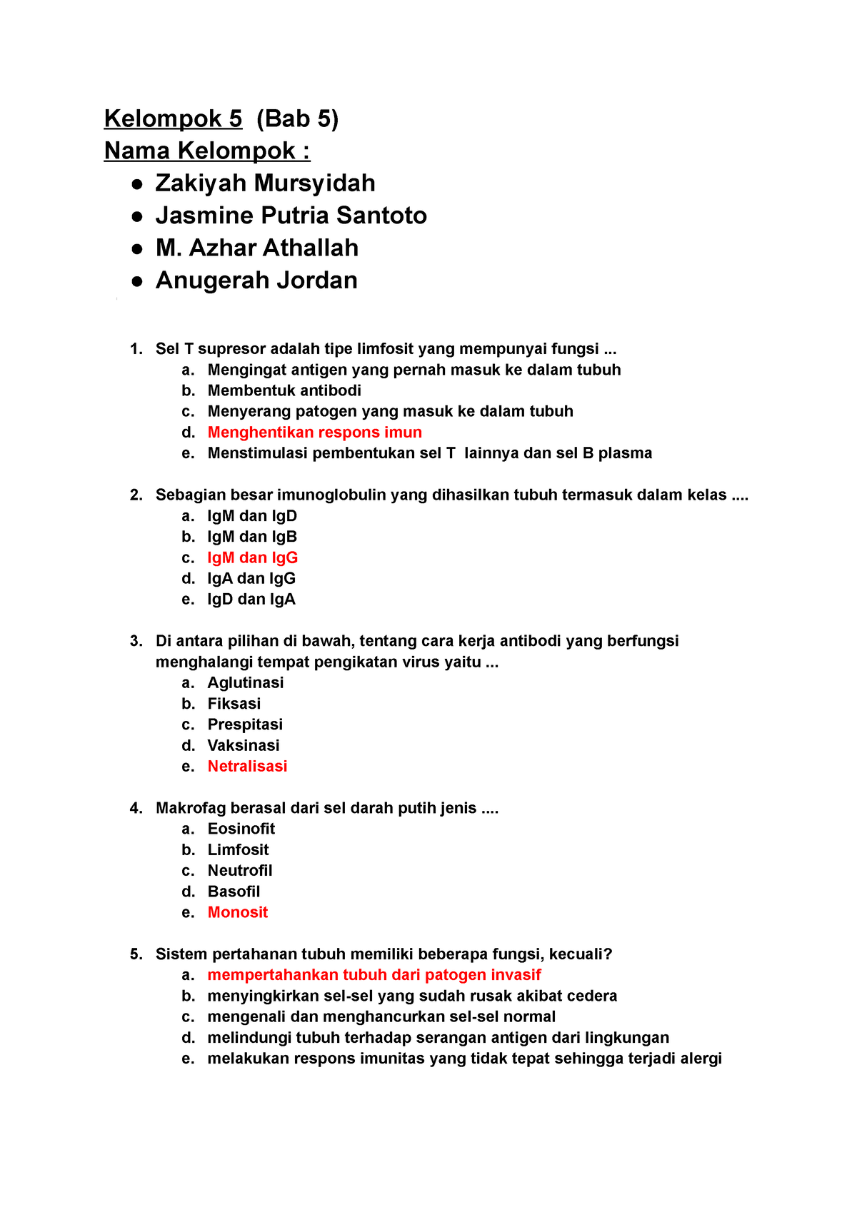 Bab5-Kelompok 5-Biologi - Kelompok 5 (Bab 5) Nama Kelompok : Zakiyah ...