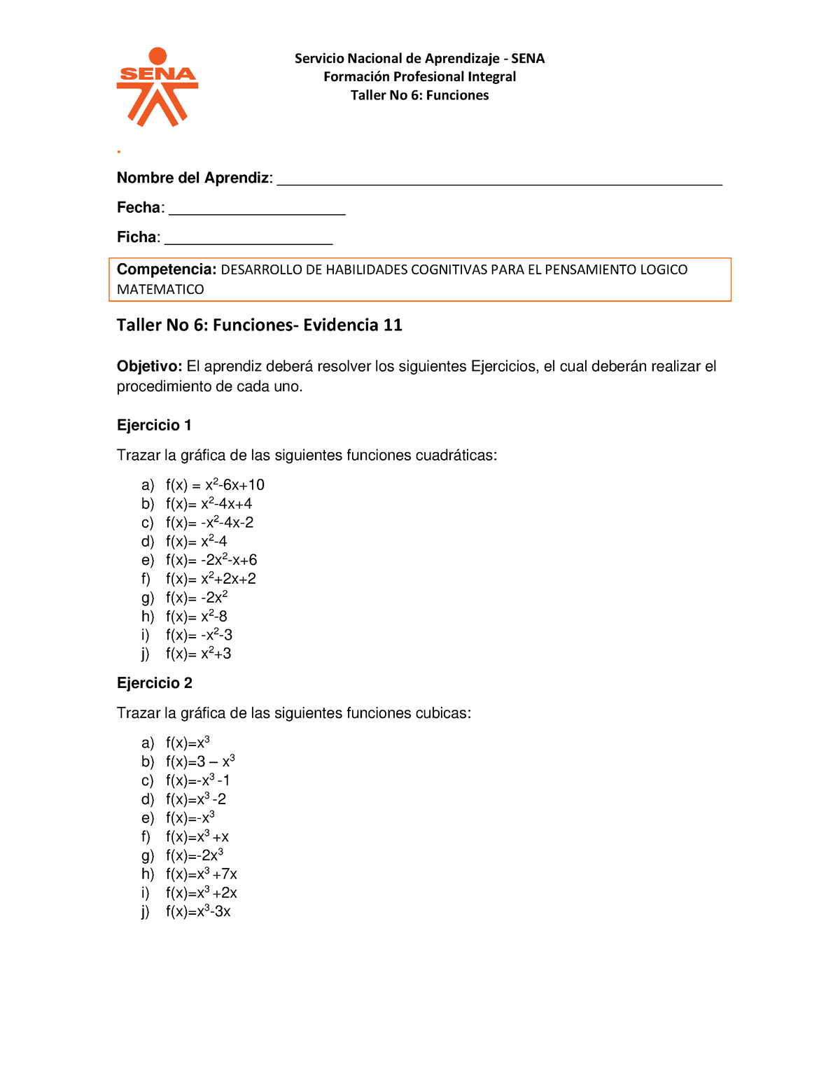 Taller 6 Funciones - Servicio Nacional De Aprendizaje - SENA Formación ...