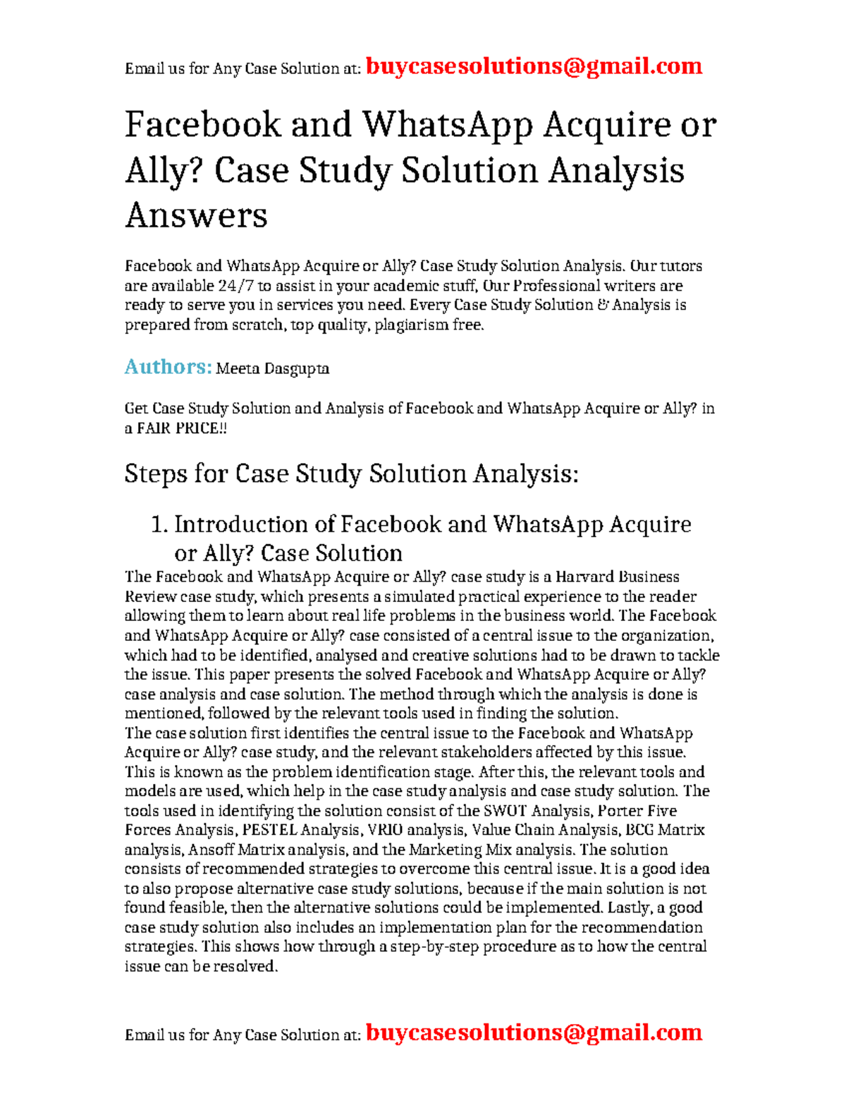 Case Solution Facebook and Whats App Acquire or Ally Facebook and