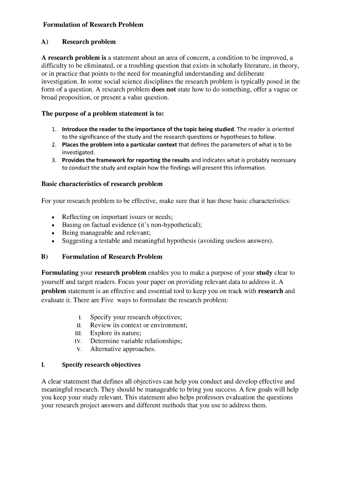 L5 Formulation of research problem - Formulation of Research Problem A ...