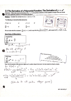 2.4 Notes (MTH 190) - 2 Differentiating the Product and the Quotient of ...