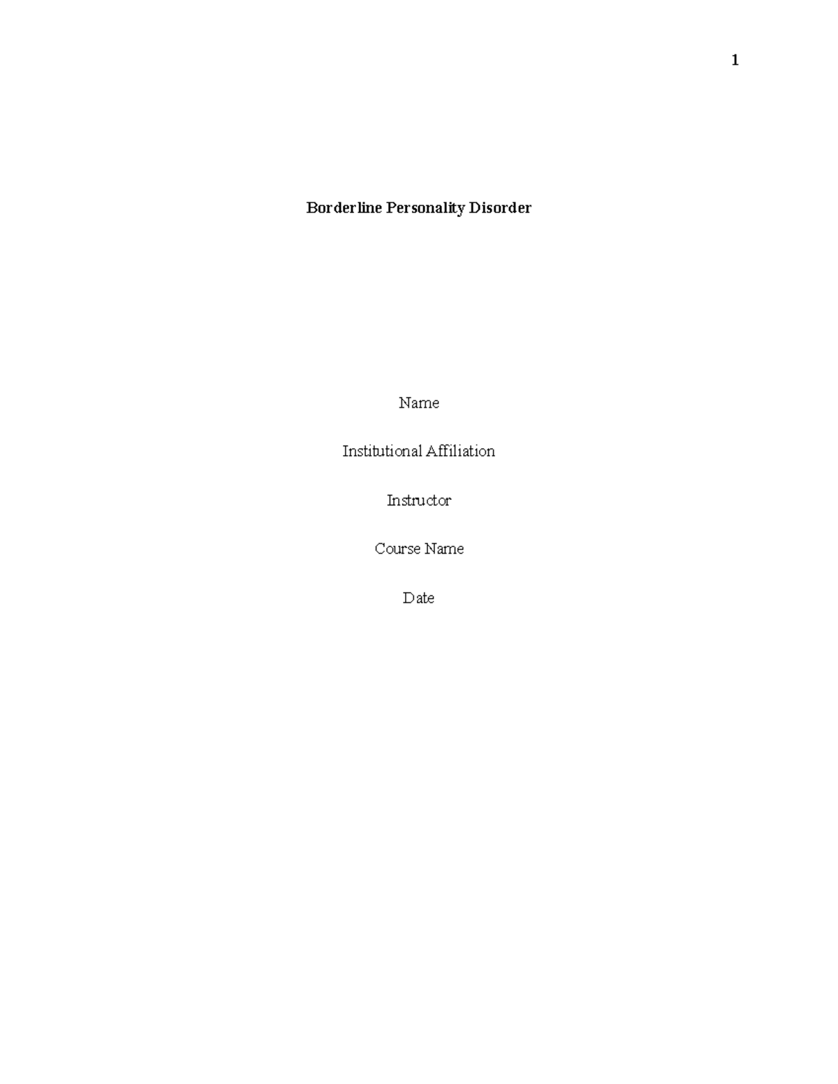 borderline personality disorder college essay