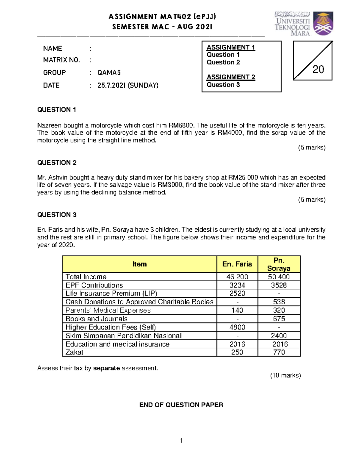Assignment Mat402 Mac Aug 2021 Studocu