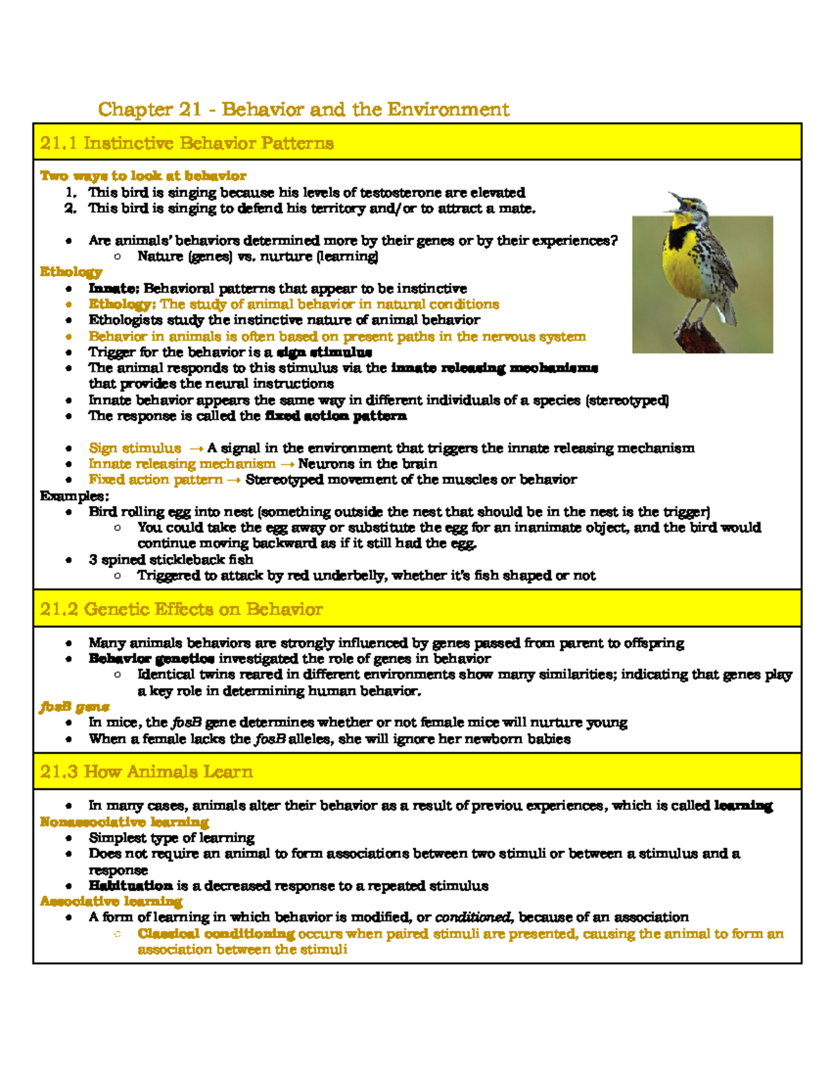 Chapter 21 - Behavior And The Environment (BIOL 100) - Chapter 21 ...