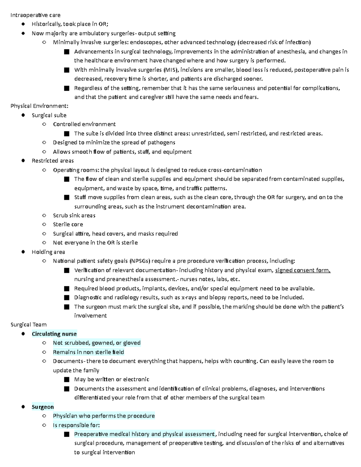 Intraoperative - Lewis' Medical Surgical Nursing Notes - Intraoperative ...