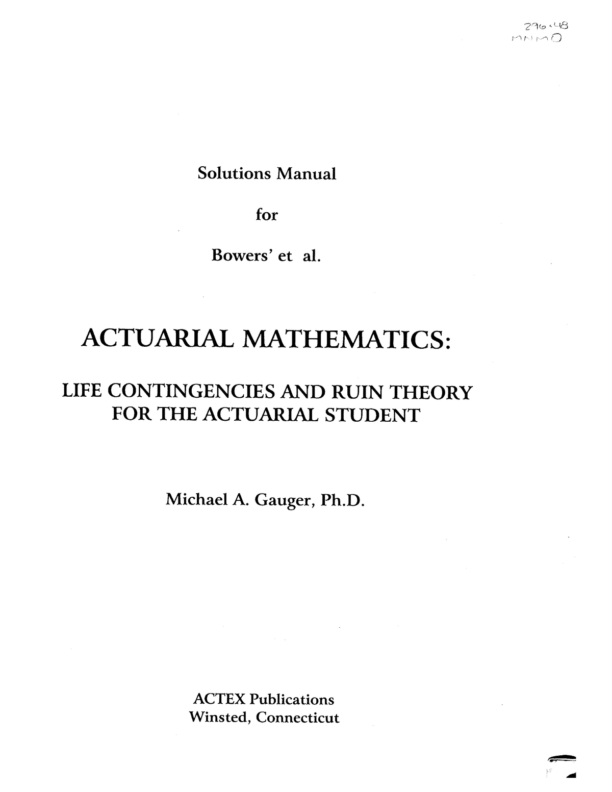 actuarial mathematics bowers pdf download