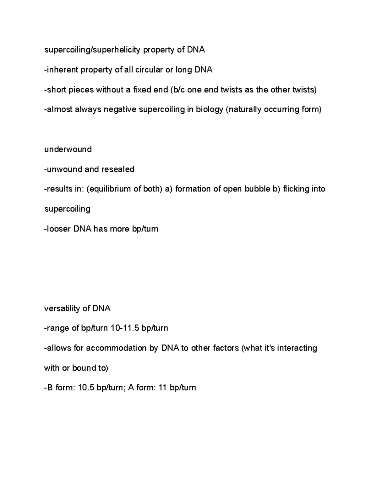 Exam 3 - Supercoiling of dna and it's properties - Google Docs ...