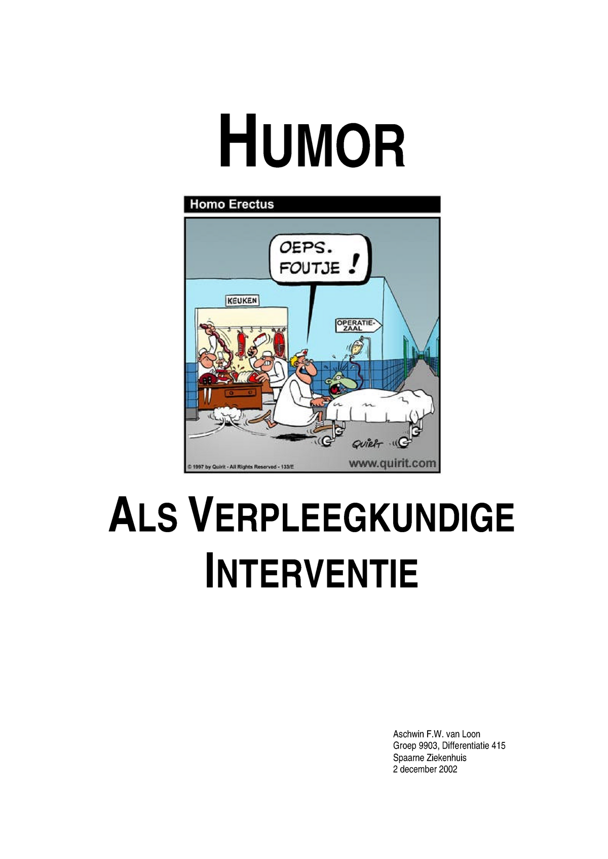 Humor Als Verpleegkundige Interventie Studeersnel