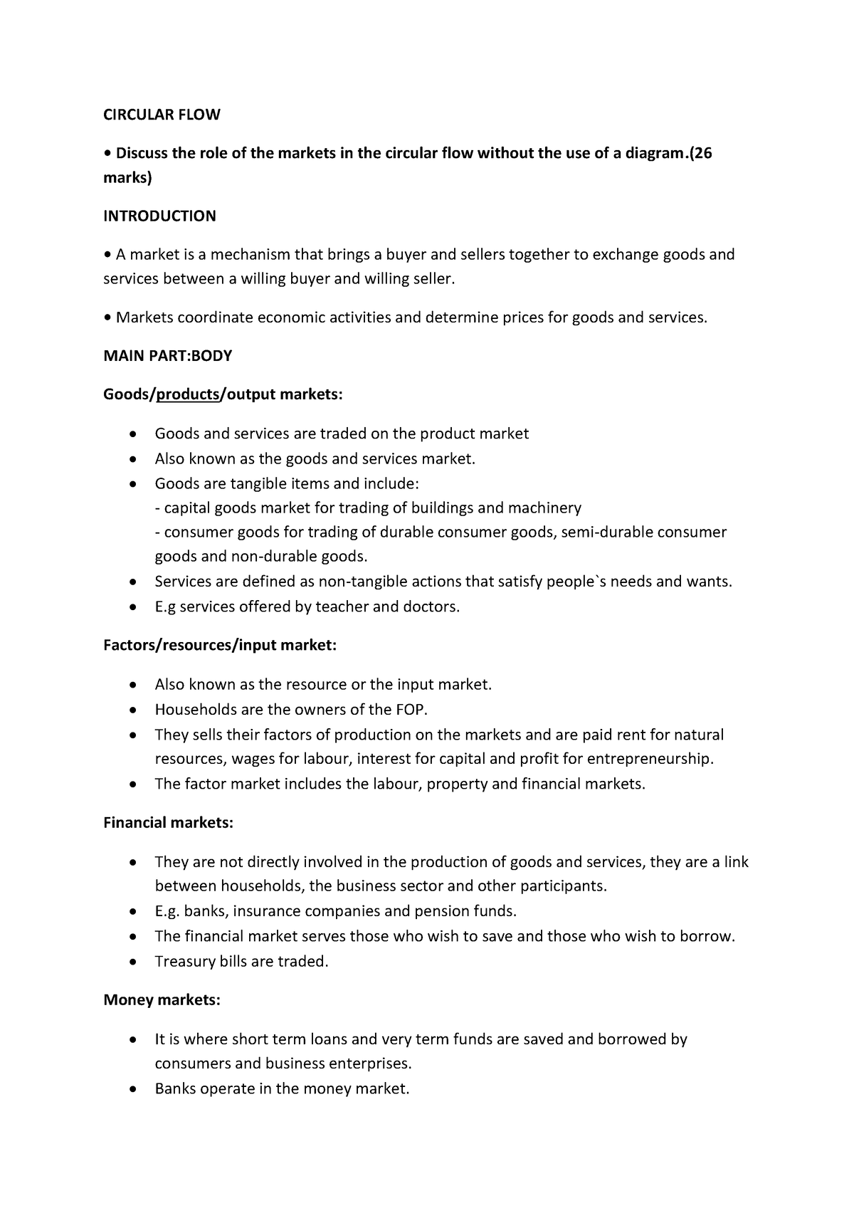 grade 10 circular flow essay