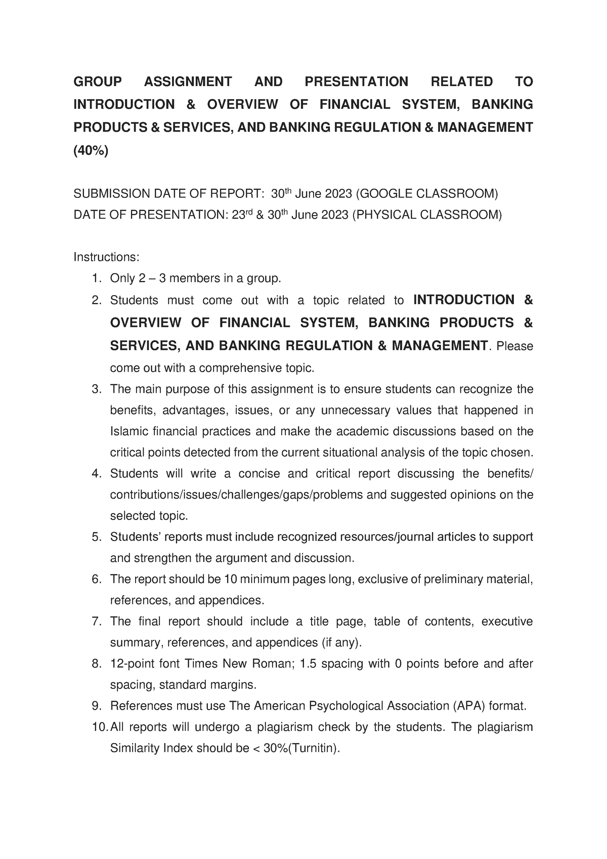 group assignment fin435