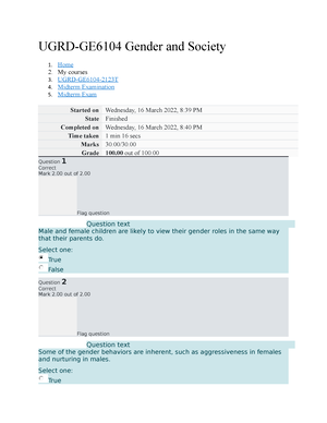 Gender And Society, Quizlet Midterms - Sto. Tomas College Of ...