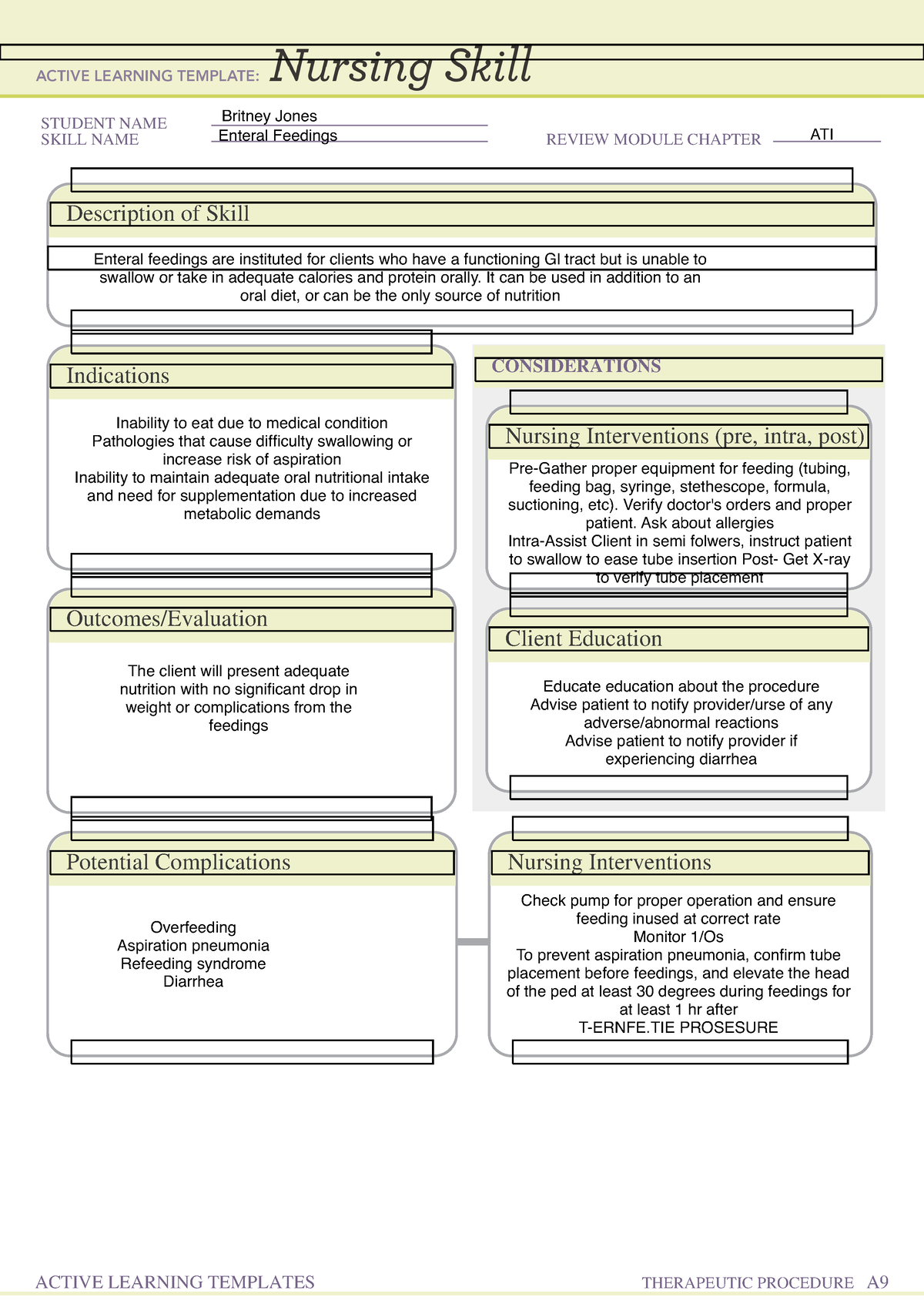 Nursing Skill formN - 0001 - STUDENT NAME SKILL NAME REVIEW MODULE ...