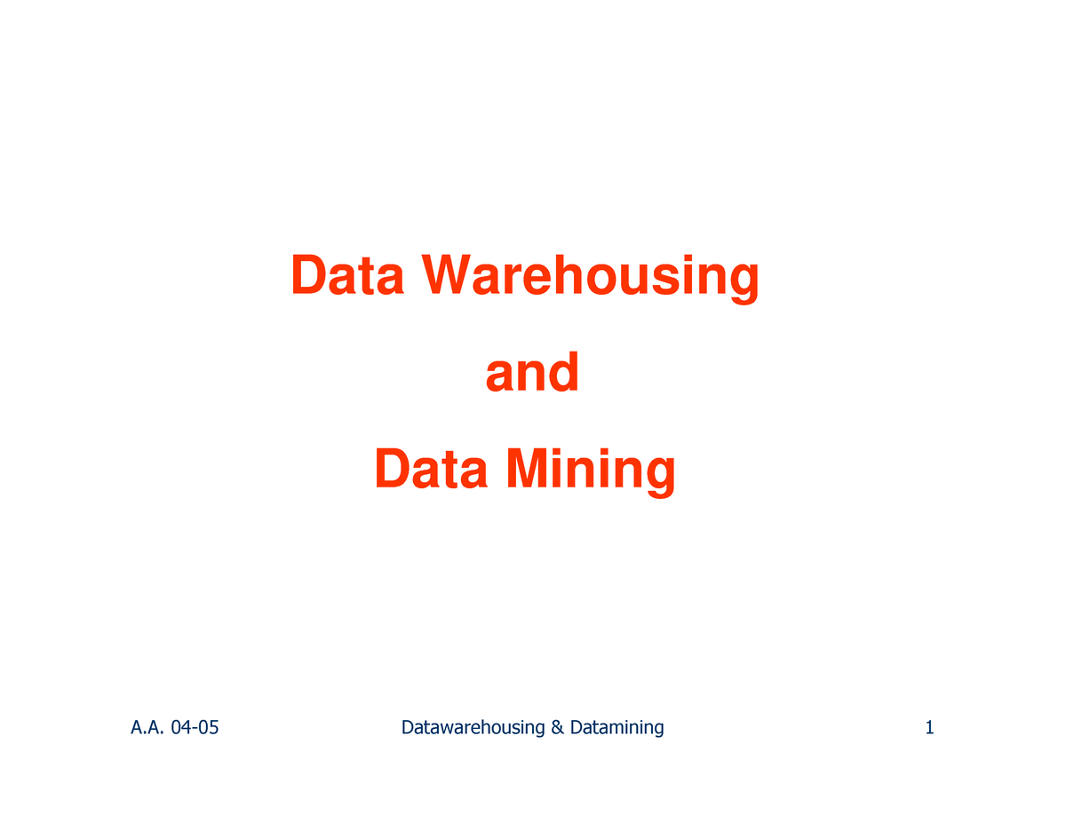 Data Warehousing And Data Mining - Data Warehousing And Data Mining ...