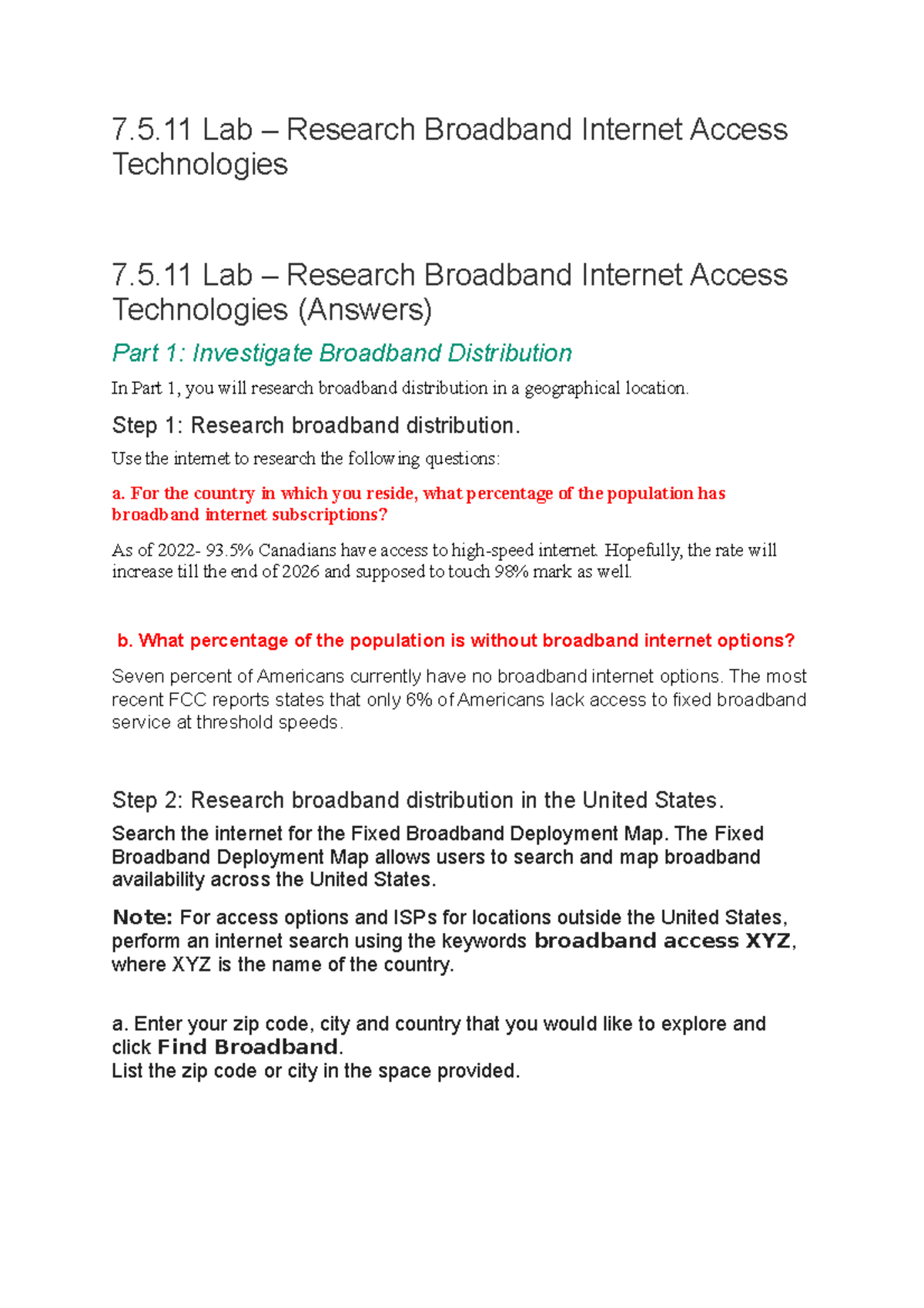 7.5.11 Routing and Switching 7.5 Lab Research Broadband