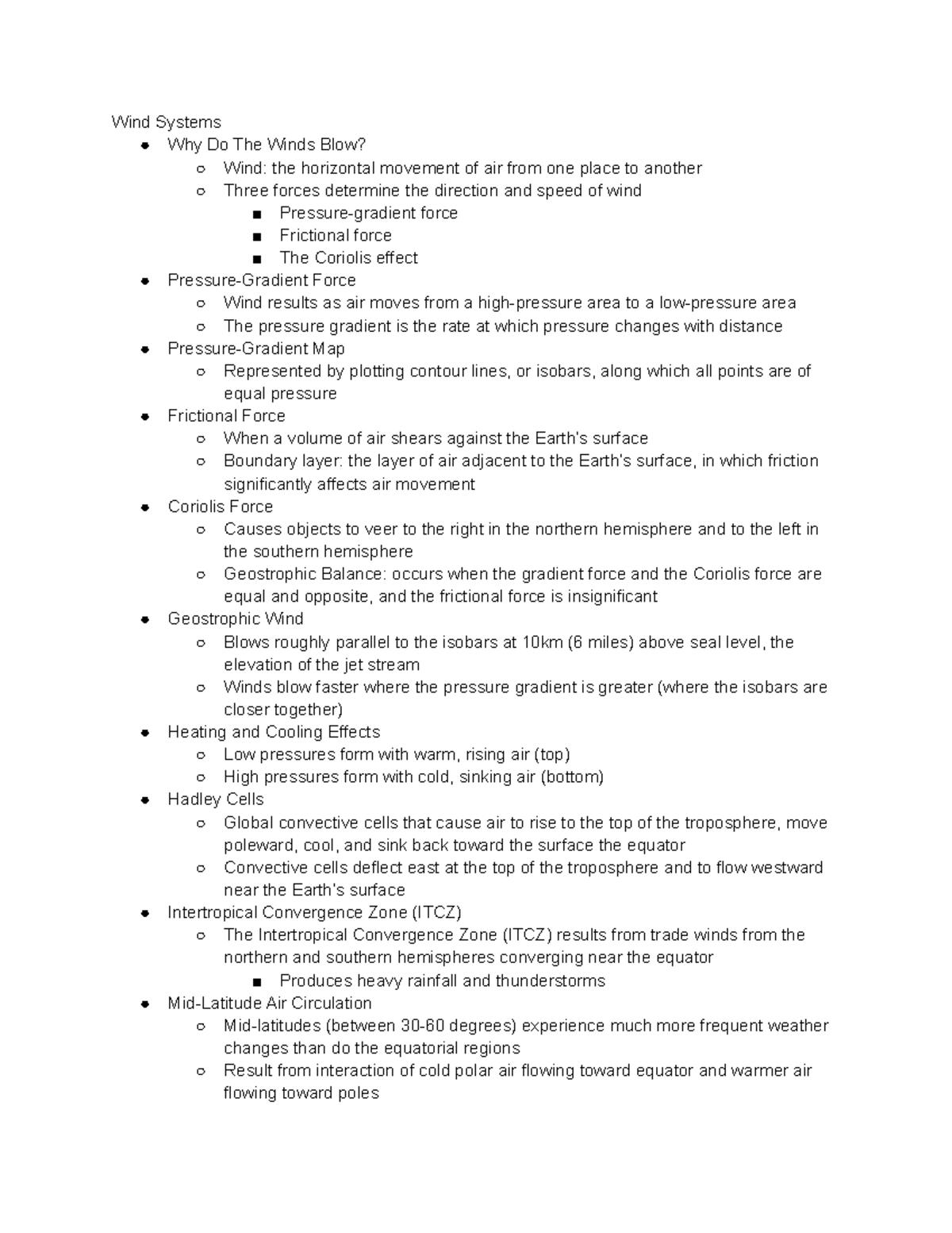 Chapter 18 - Wind Systems Why Do The Winds Blow? Wind: the horizontal ...