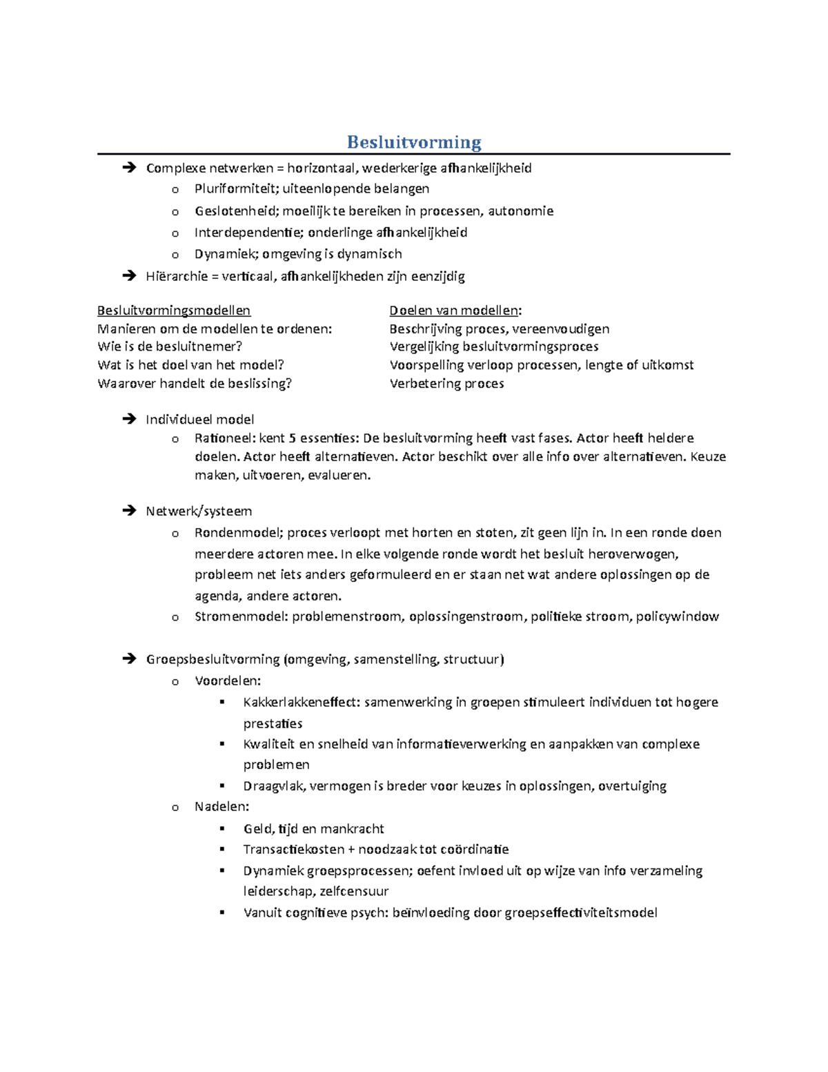 Samenvatting - Belangrijkste onderwerpen inclusief informatie uit ...