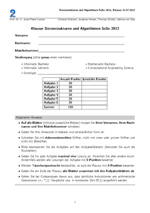 Datenstrukturen Und Algorithmen - Klausur 1.pdf Mit Lösungen ...