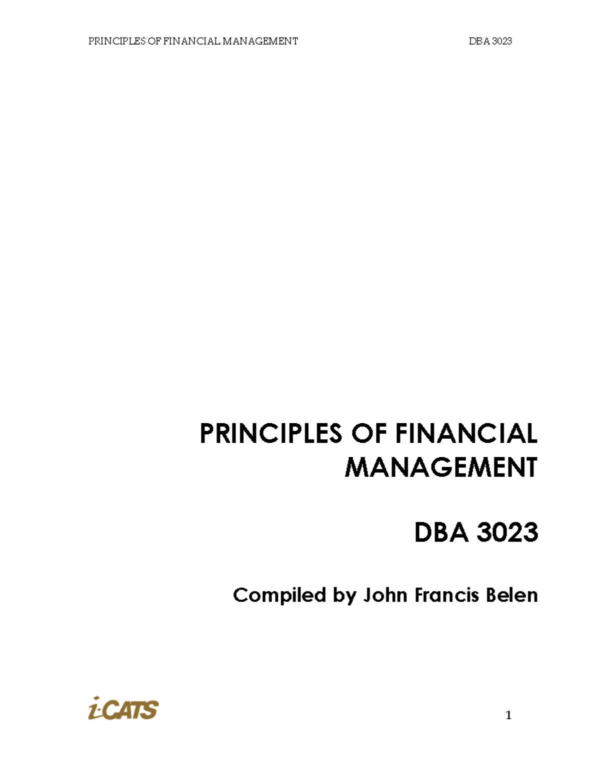 Module - latest DBA3023 - PRINCIPLES OF FINANCIAL MANAGEMENT DBA 3023 ...