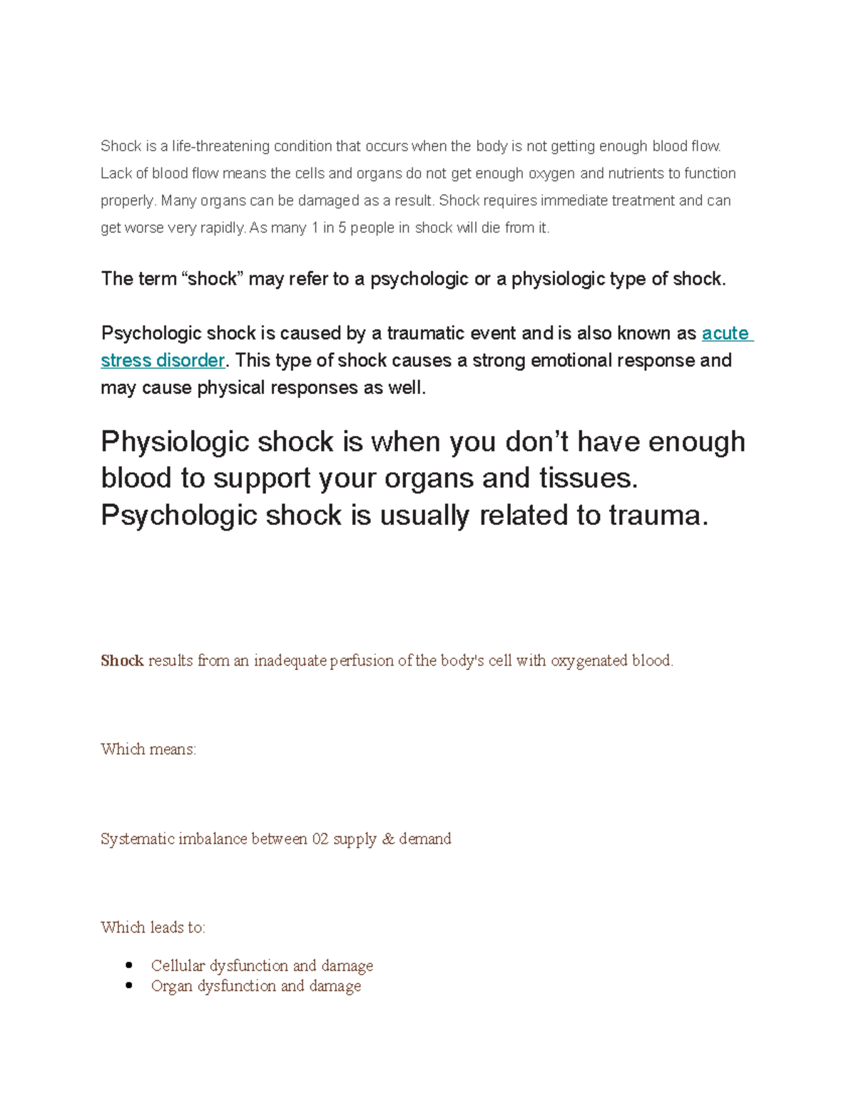 Shock is a life - ... - Shock is a life-threatening condition that ...