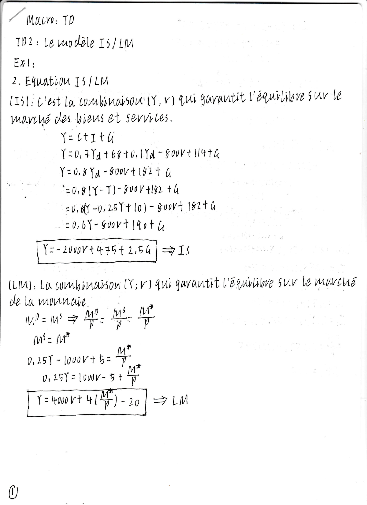 Macro-TD- Corrige - MACRO 1 - L1S2 - Macroéconomie 1 - Studocu