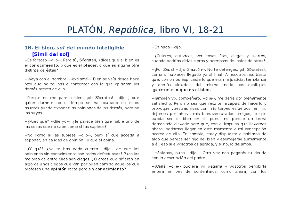 Platon - Republica VI (18-21) VII (1-5) - PLATÓN, República, libro VI