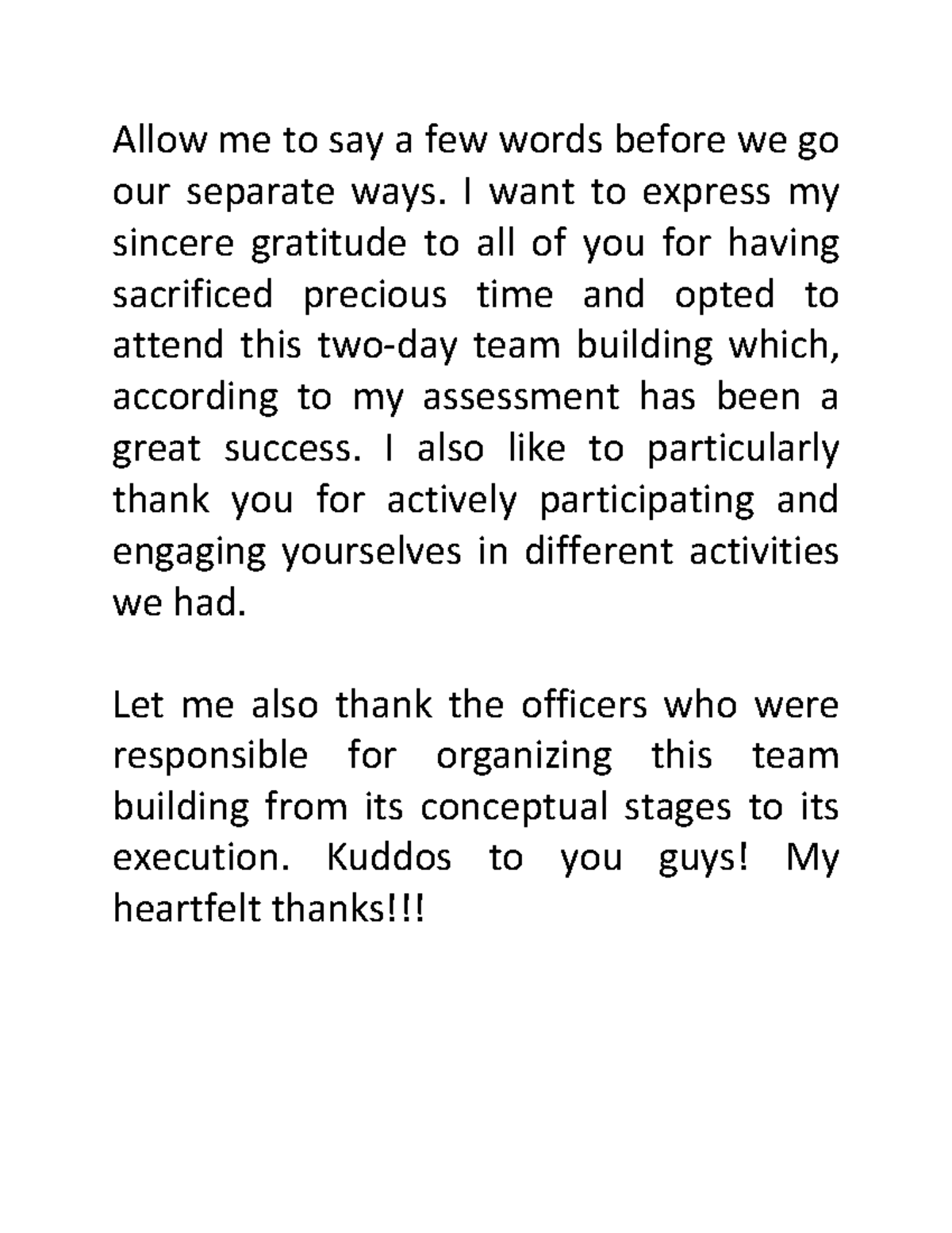 sample closing remarks speech for school program