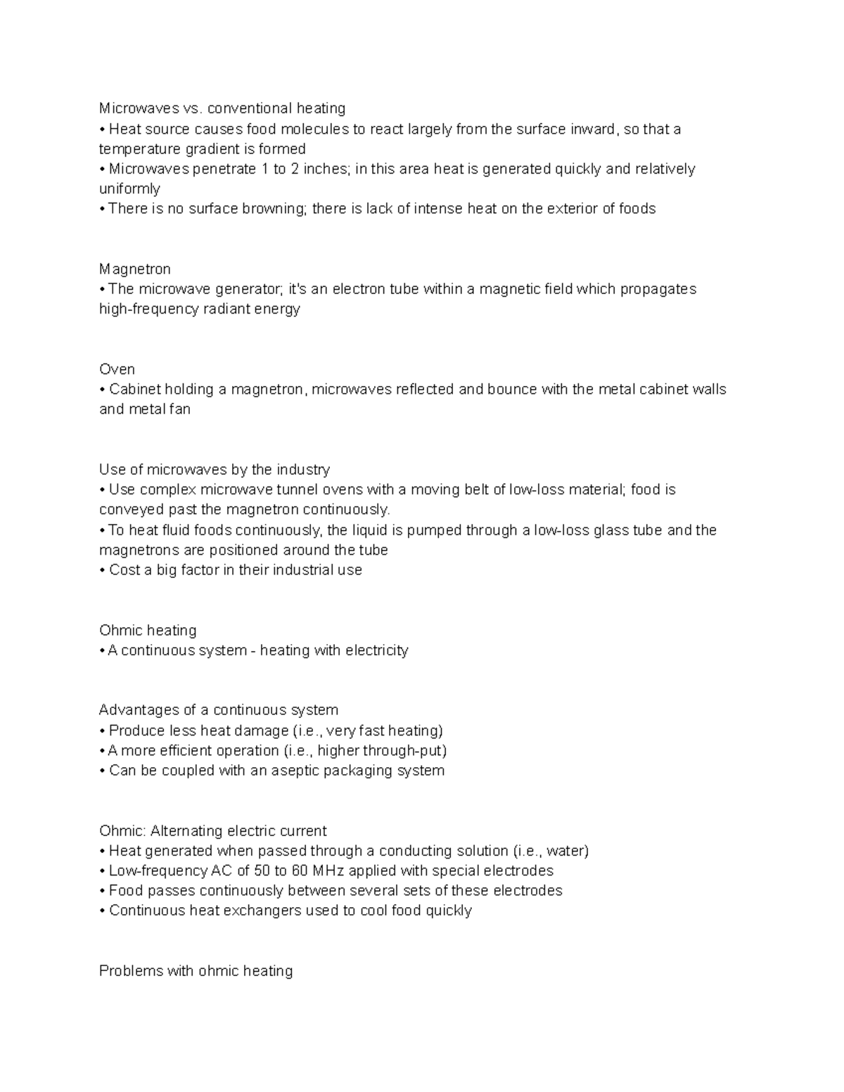 What is food science Notes 10 Microwaves vs. conventional heating