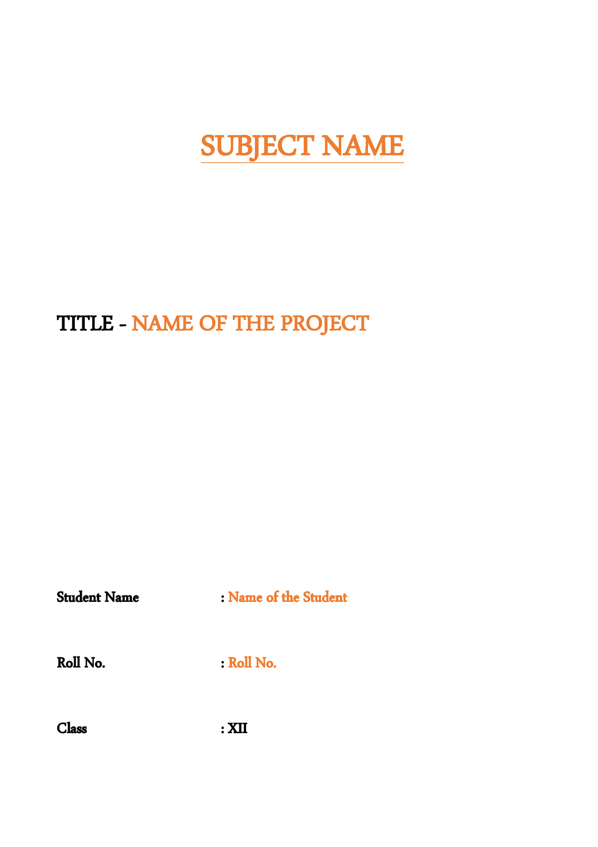 Project Template Phy, Chem,bio & Pe (1) - Subject Name Title - Name Of 