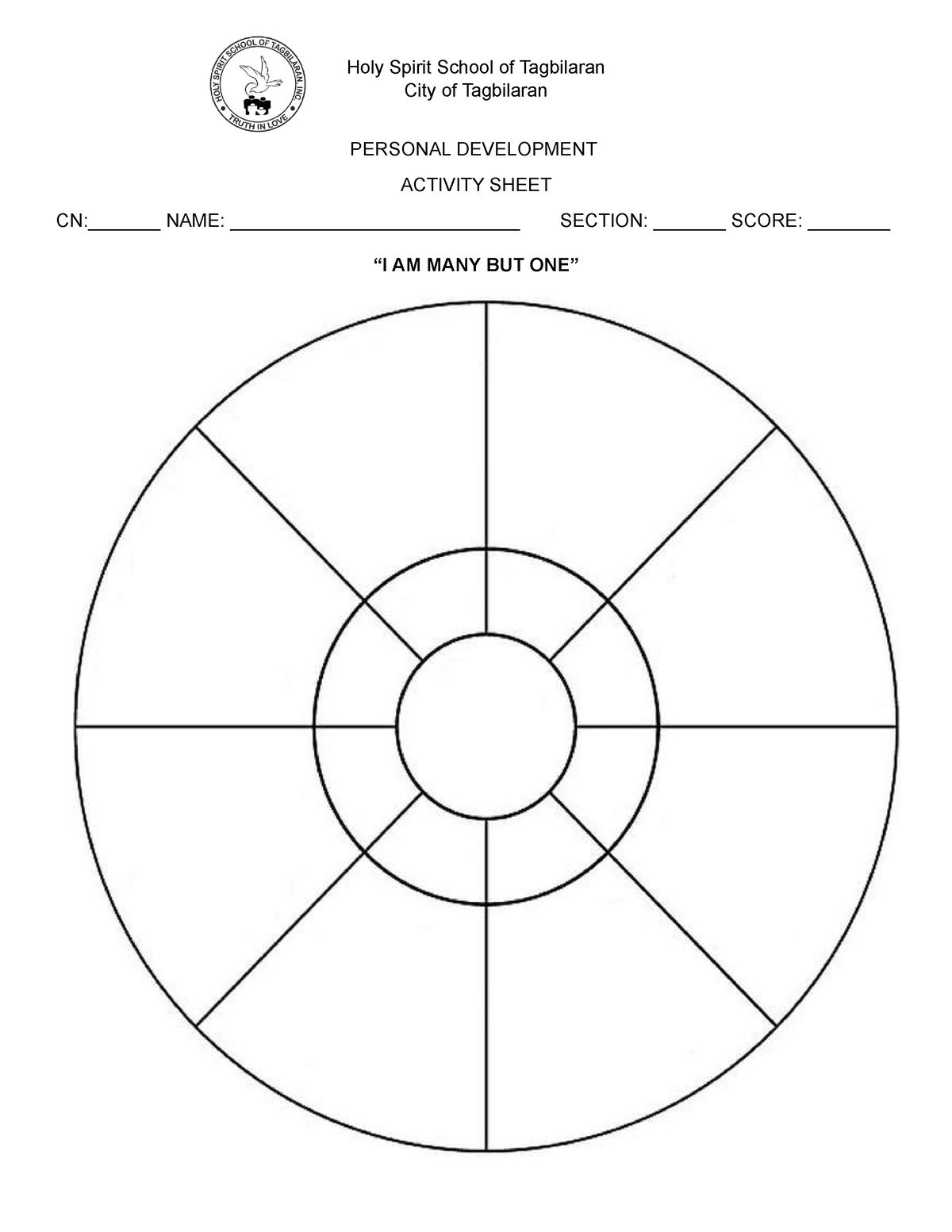 Wholeness Activity Sheet - Holy Spirit School of Tagbilaran City of ...