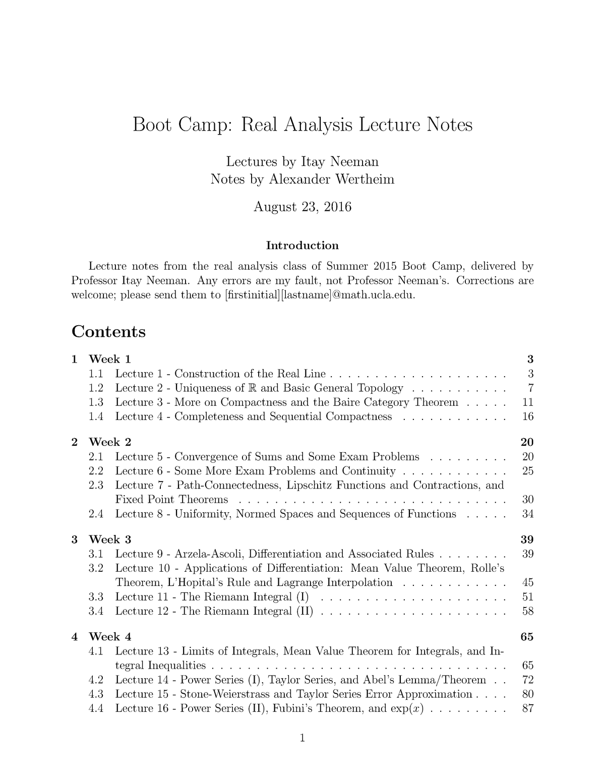 Real Analysis Lecture Notes - Boot Camp: Real Analysis Lecture Notes ...