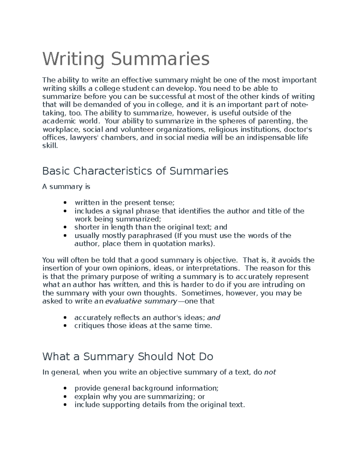 Writing Summaries - Summary for rhetorical analysis - Writing Summaries ...