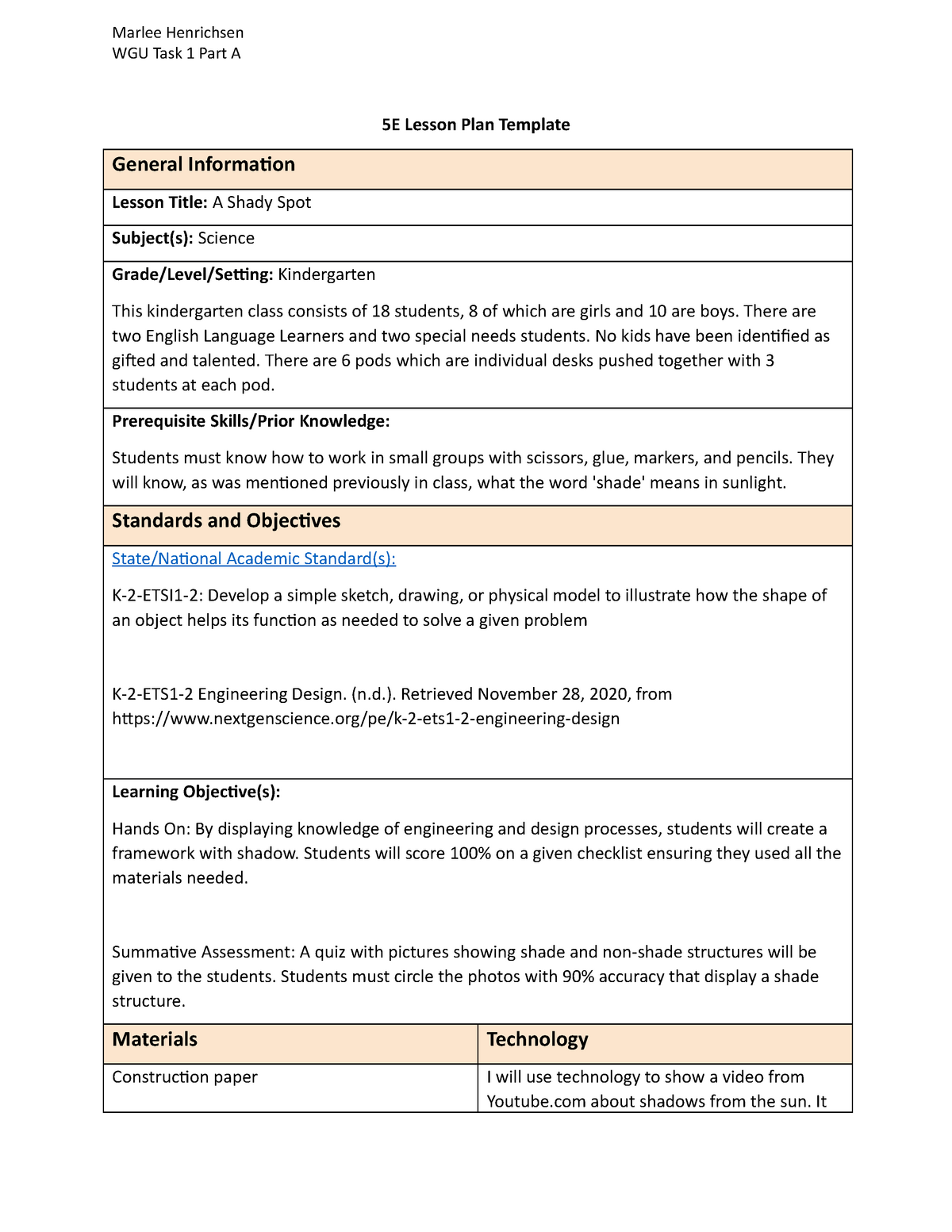 Wgu Lesson Plan Template