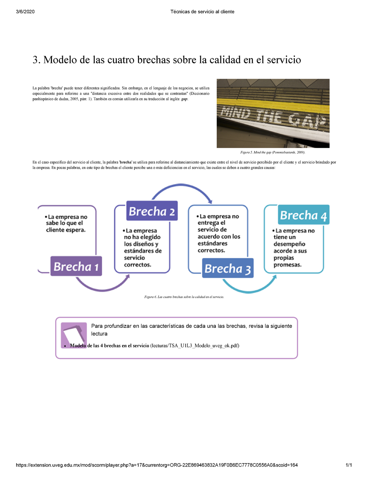 Modelo de las cuatro brechas sobre la calidad en el servicio - 3/6/2020  Técnicas de servicio al - Studocu