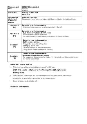 Lesson Plan BSTD512 - BSTD 511 - Studocu