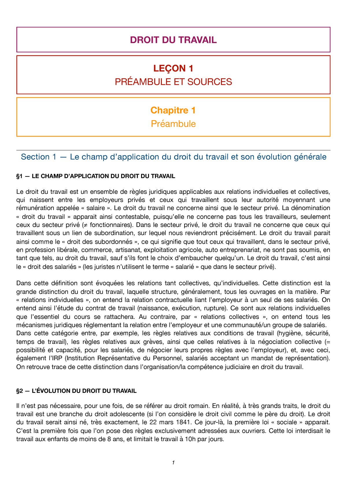 sujet dissertation droit du travail