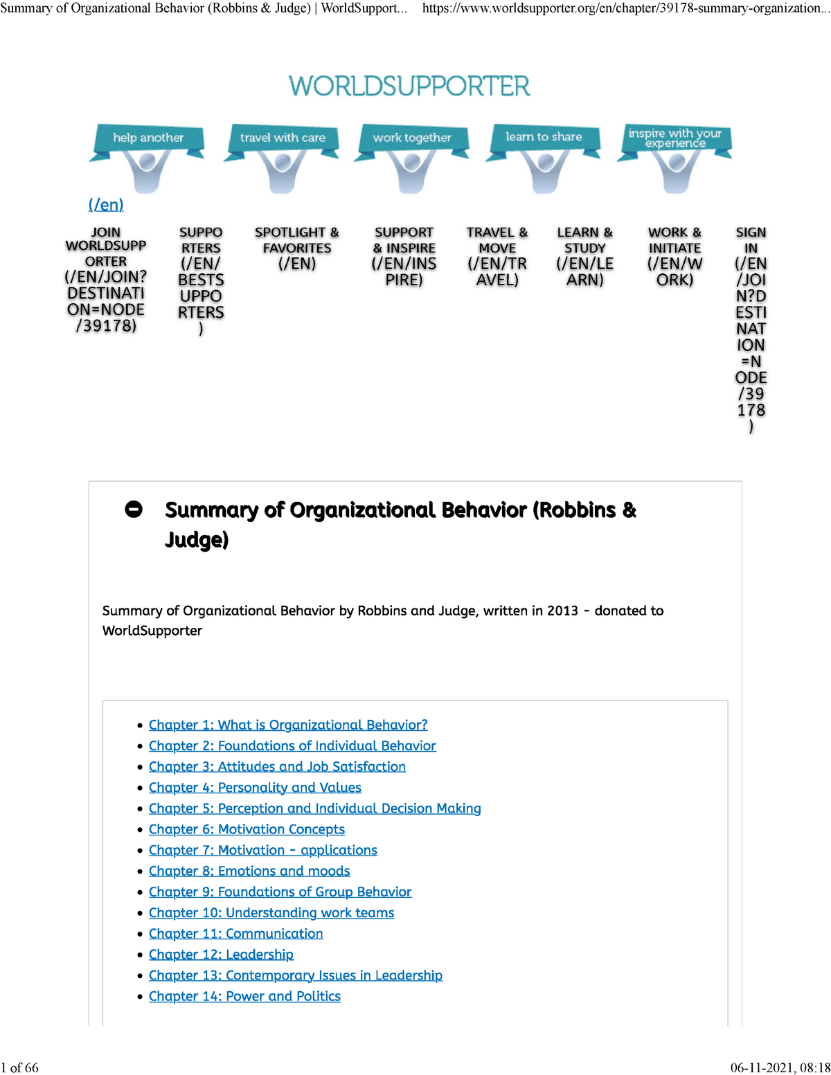 summary-of-ob-concepts-chapter-wise-organisational-behavior